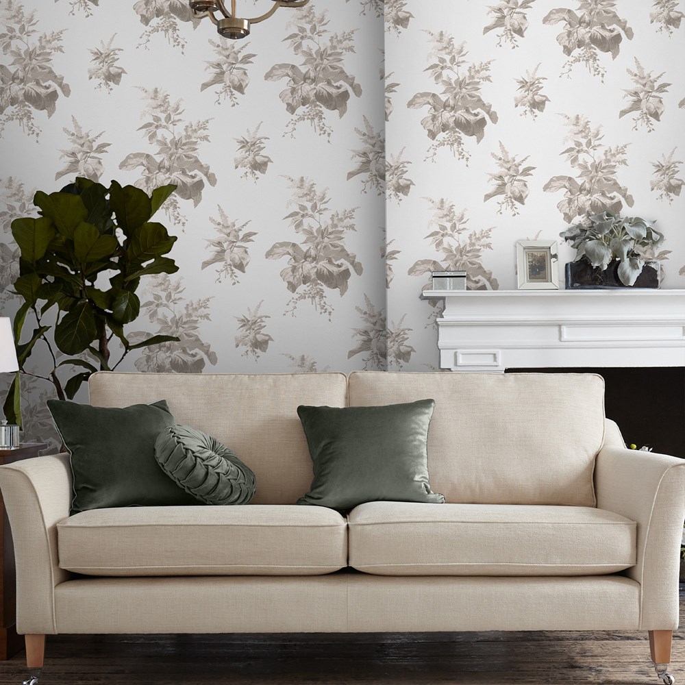 Narberth Botanical Wallpaper 119850 by Laura Ashley in Dove Grey